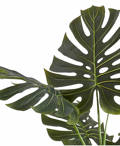 Monarch Specialties 55" Indoor Artificial Floor Monstera Tree With Black Pot In Green