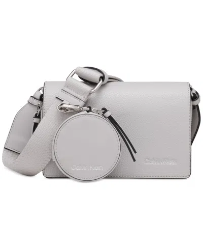 Shop Calvin Klein Millie Double Zip Crossbody Bag In Dove Grey