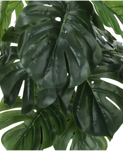 Monarch Specialties 24" Indoor Artificial Monstera Plant With Decorative Black Pot In Green