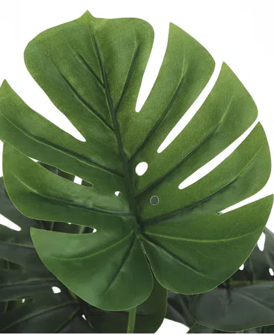 Monarch Specialties 24" Indoor Artificial Monstera Plant With Decorative Black Pot In Green