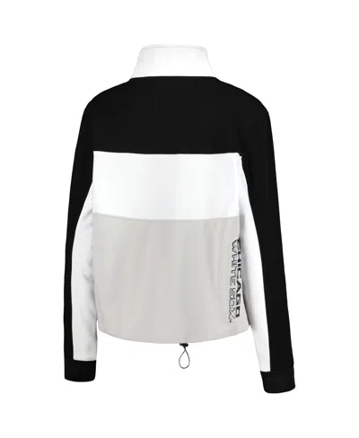 Shop The Wild Collective Women's  Black, White Chicago White Sox Women's Colorblock 1/4 Zip Jacket In Black,white