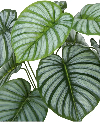 Monarch Specialties 24" Indoor Artificial Calathea Plant With Decorative Black Pot In Green