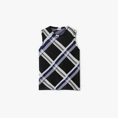 Burberry Ered Silk Knit Top With Ribbing In Black