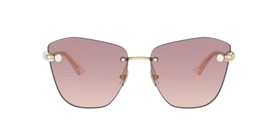 Jimmy Choo Pearly Rimless Metal Butterfly Sunglasses In Brown Gradient Violet