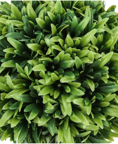 Monarch Specialties 5" Indoor Artificial Grass Plants With Decorative Grey Pots, Set Of 3 In Green