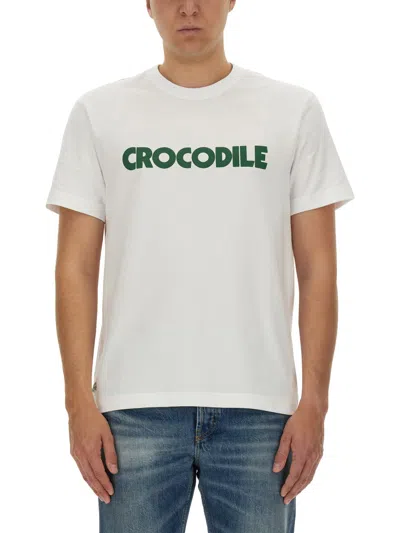 Shop Lacoste "crocodile" T-shirt In White