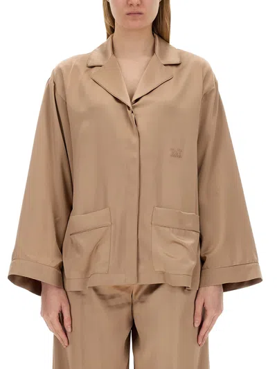 Max Mara Camicia Vasaio In Raso Rosa Antico Donna In Beige