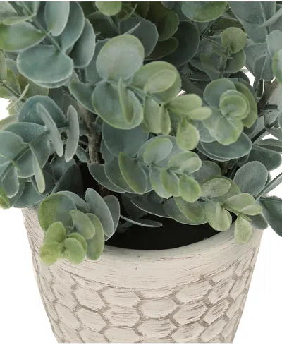 Monarch Specialties 13" Indoor Artificial Eucalyptus Grass Plants With Decorative White Pots, Set Of 2 In Green