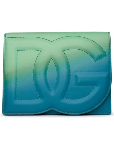 Shop Dolce & Gabbana Logo Embossed Crossbody Bag In Blue/green
