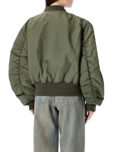 Shop Acne Studios Nylon Bomber In Hunter Green