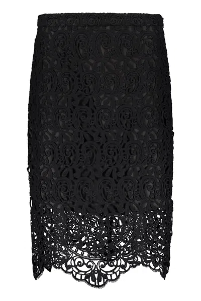 Shop Burberry Lace Skirt In Black