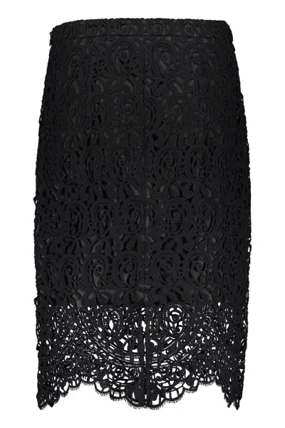 Shop Burberry Lace Skirt In Black
