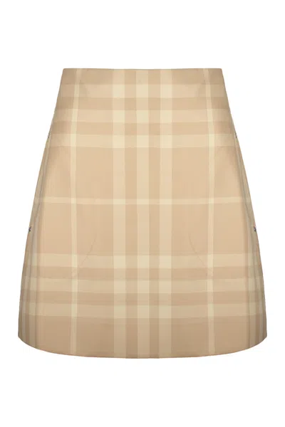 Shop Burberry Cotton Mini-skirt In Beige