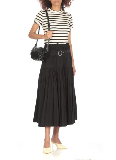 Shop Jil Sander Long Pleated Skirt In Black