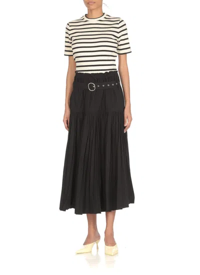 Shop Jil Sander Long Pleated Skirt In Black