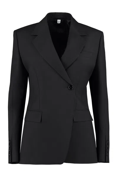 Shop Burberry Double-breasted Wool Blazer In Black