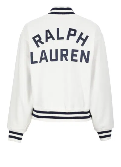 Shop Ralph Lauren Bomber With Logo In White