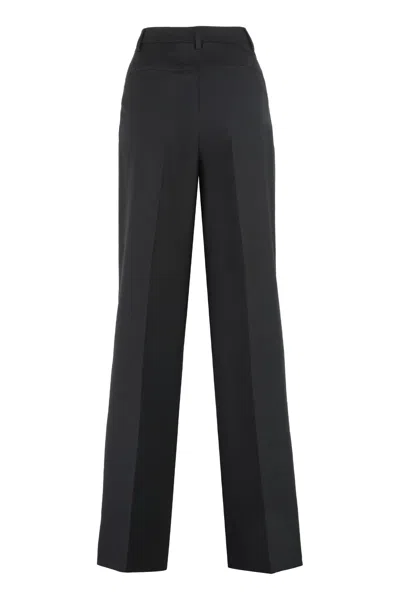 Shop Burberry Wool Trousers In Black