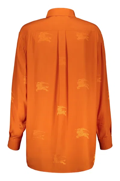 Shop Burberry Silk Shirt In Orange