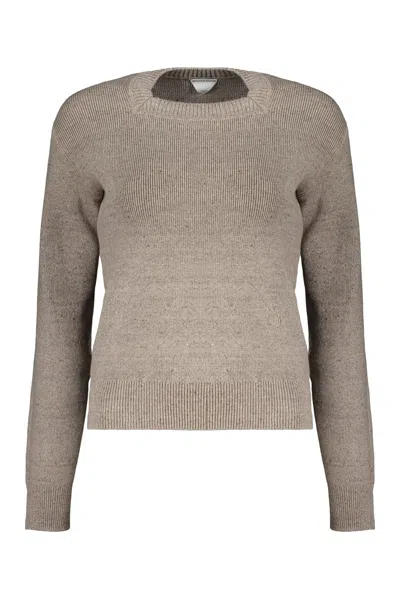 Shop Bottega Veneta Long Sleeve Crew-neck Sweater In Turtledove