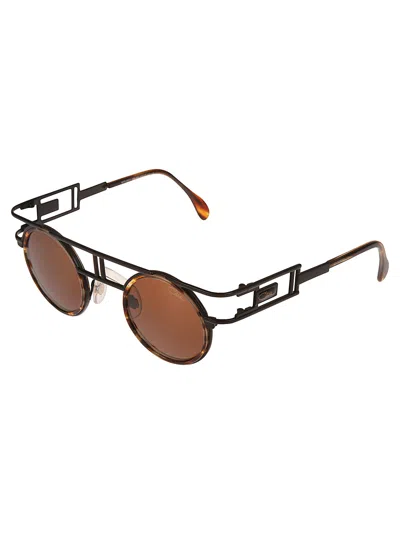 Shop Cazal Round Lens Frame Sunglasses In Black