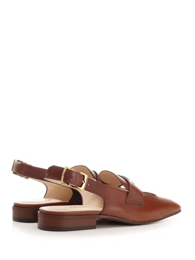 Shop Tod's Penny Loafer Slingback In Brown