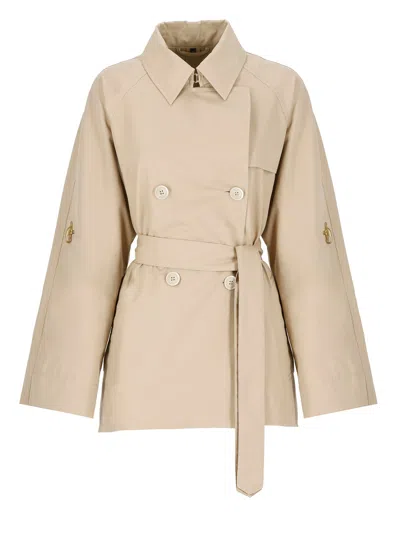 Shop Fay Short Cotton Trench Coat In Beige