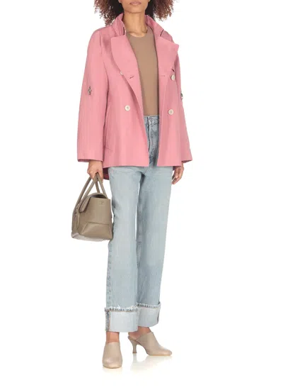 Shop Fay Short Cotton Trench Coat In Pink