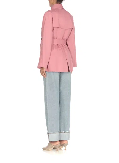 Shop Fay Short Cotton Trench Coat In Pink
