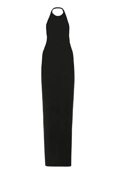 Shop Saint Laurent Backless Halter Dress In Black