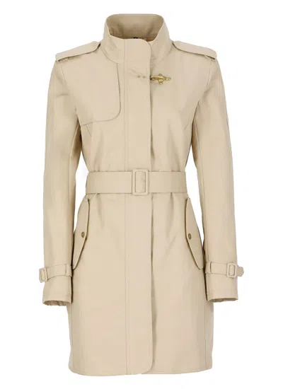 Shop Fay Cotton Trench Coat In Beige