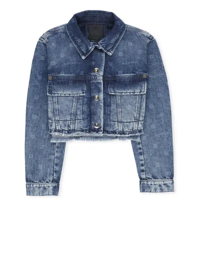 Shop Givenchy Jeans Jacket With Logo In Blue