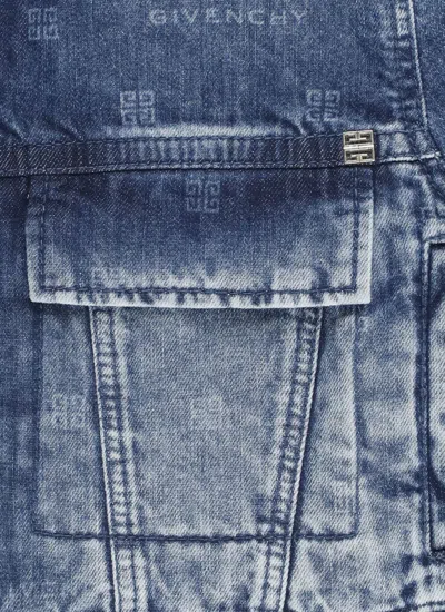 Shop Givenchy Jeans Jacket With Logo In Blue