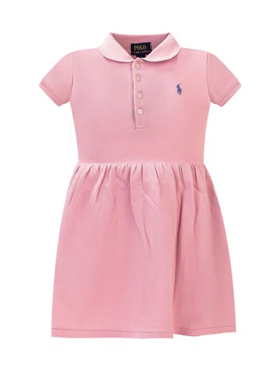 Shop Polo Ralph Lauren Logo Dress In Garden Pink W/dusty Blue