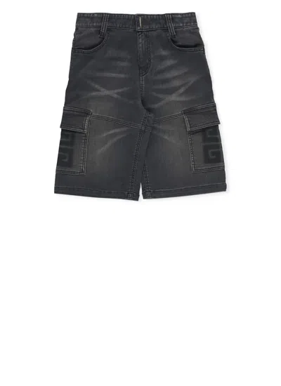 Shop Givenchy Denim Bermuda Shorts In Grey