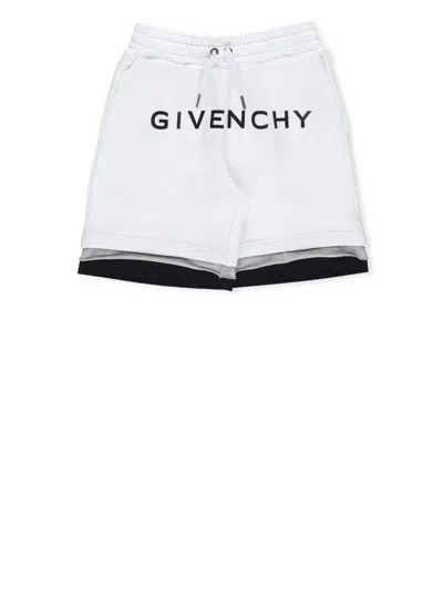 Shop Givenchy Cotton Bermuda Shorts With Logo In White