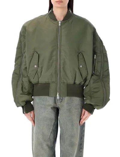 Shop Acne Studios Nylon Bomber In Hunter Green