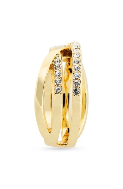 Shop Covet Cz Pavé Crossover Band Ring In Gold