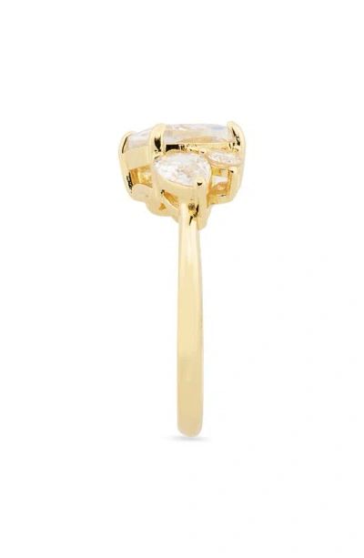 Shop Covet Square Cluster Engagement Ring In Gold