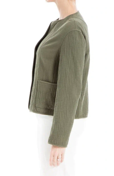 Shop Max Studio Textured Double Weave Jacket In Olive