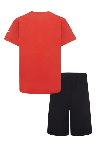 Shop 3 Brand Kids' Dri-fit Wordmark Logo T-shirt & Shorts Set In University Red