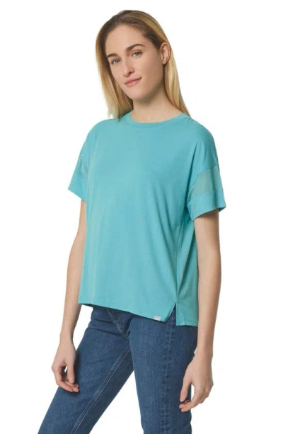 Shop Andrew Marc Sport Marc New York Performance Mesh Sleeve Boxy T-shirt In Turquoise