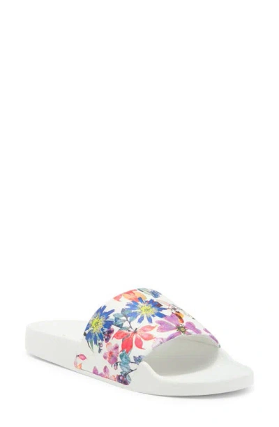 Shop Stuart Weitzman Floral Print Pool Slide Sandal In Apricot/ Dusk Multi