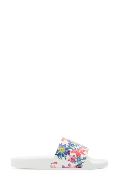Shop Stuart Weitzman Floral Print Pool Slide Sandal In Apricot/ Dusk Multi