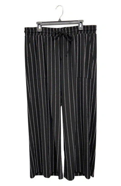 Shop Ruby & Wren Pinstripe Wide Leg Pants In Black/ White