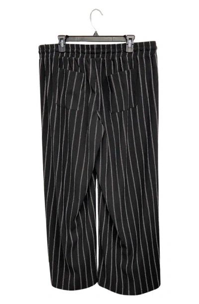 Shop Ruby & Wren Pinstripe Wide Leg Pants In Black/ White