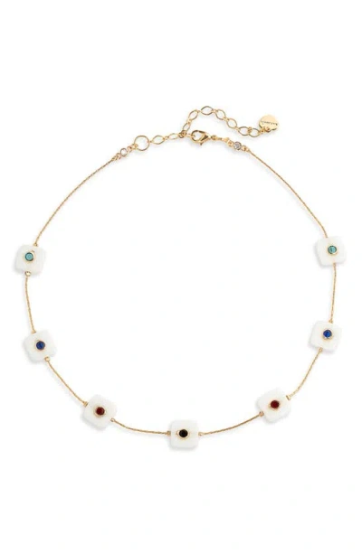 Shop Nakamol Chicago Stone Station Necklace In White