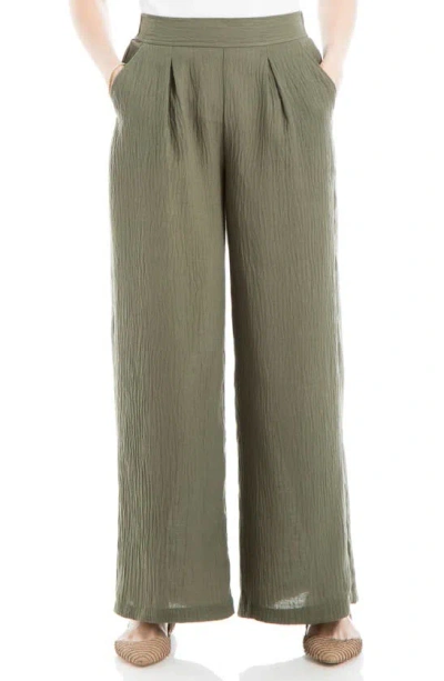 Shop Max Studio Textured Gauze Pants In Olive
