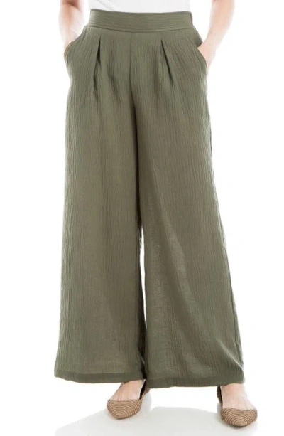 Shop Max Studio Textured Gauze Pants In Olive