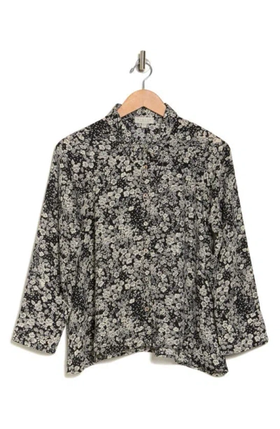 Shop Chenault Floral Button-up Shirt In Black/ Cream